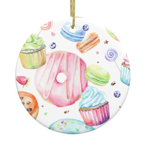 Adorno redondo para decoración del hogar con forma de magdalenas, donas, magdalenas, magdalenas, azúcar, decoración para el hogar, regalos para festivales de Navidad