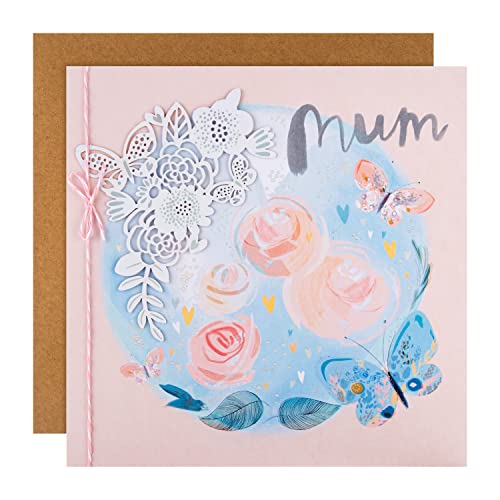 Hallmark Carte de fête des mères pour maman, motif floral traditionnel, bleu, rose