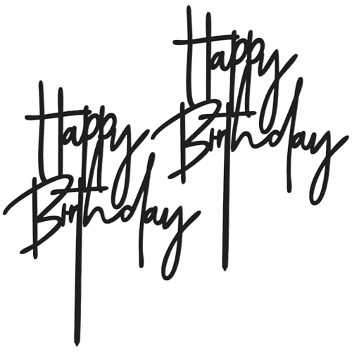 Decoración para tartas de feliz cumpleaños, 2 piezas de acrílico para tartas de cumpleaños, decoración de cupcakes para hombres y mujeres, suministros de decoración de fiesta de cumpleaños, color