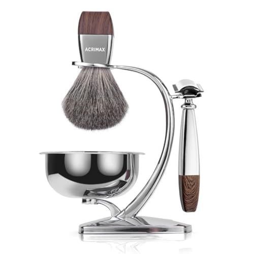 ACRIMAX Deluxe Double-Edge Safety Razor Set – Water-Transfer Wood Grain