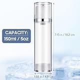 Milisten Zestaw 2 przezroczystych pustych butelek z pompką Airless o pojemności 150 ml, 150 ml, butelka podróżna do twarzy i kremu, praktyczne akcesoria do kosmetyków