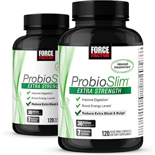 Force Factor ProbioSlim Extra Strength Probiotic Supplement for Women and Men with 30 Billion CFUs and Green Tea Extract for Gut Health Support Bloating and Gas Relief 2 Month Supply