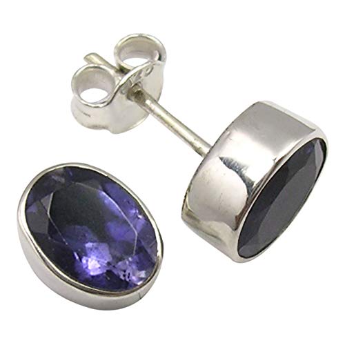 925 Pure Silver Iolite tcw 2.6 Earrings 0.4