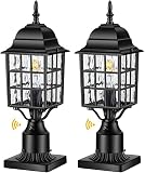 VIANIS Dusk to Dawn Outdoor Post Lights with 3-inch Pier Mount Base, 19.3" Exterior Post Lantern Fix