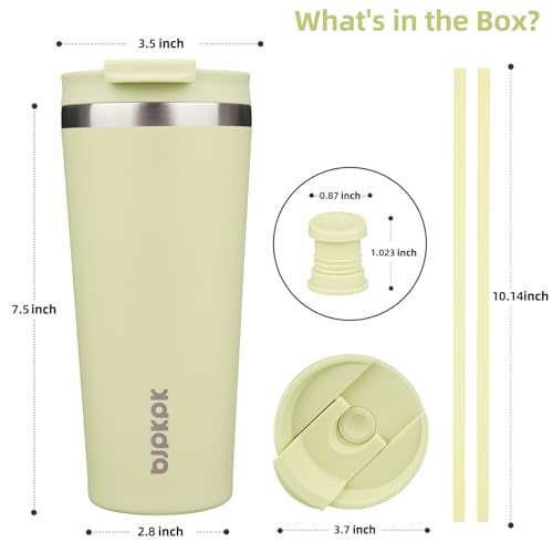 Image of BJPKPK 22 oz Coffee Tumbler with Straw, Insulated Stainless Steel Cup