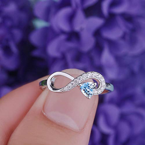 Jo Wisdom Infinity Heart Promise Rings For Her Sterling Silver Friendship Ring March Birthstone Ring #TOP3