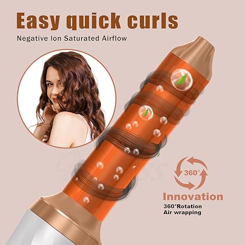 UKLISS Blow & Dryer Hot AirStyler 6 in 1, Hair Dryer Brush with Auto-Air Curler, Hair Straightener Brush, Hot Round Brush, Massage Brush, Blow Brush Hairdryer, Hot Brushes for Women Hair Styling - Image 4