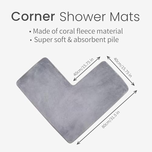 Tapis de bain en forme de L idéal pour douche d'angle et canapé