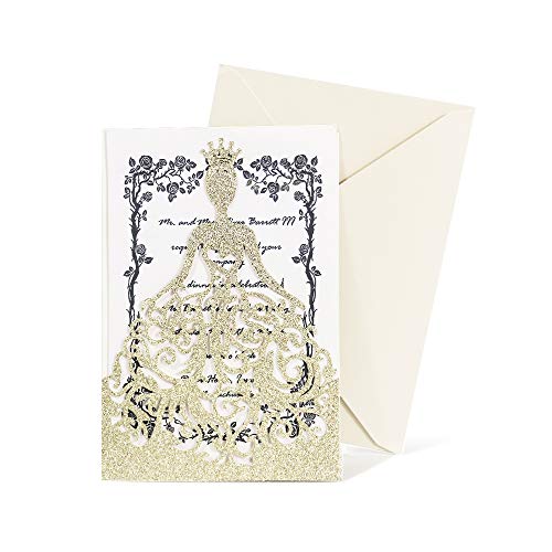 KAZIPA 25PCS Lacer Cut Wedding Invitations Card, Hollow Bride Invitations Cards for Sweet