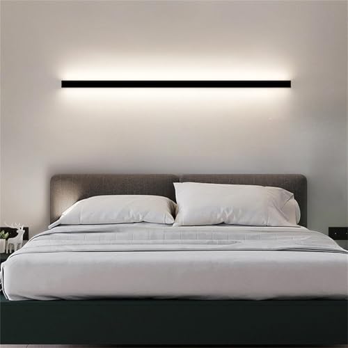 Luces de Pared Moderna en Aluminio Negro: Aplique de Pared Interior de Lujo 80cm