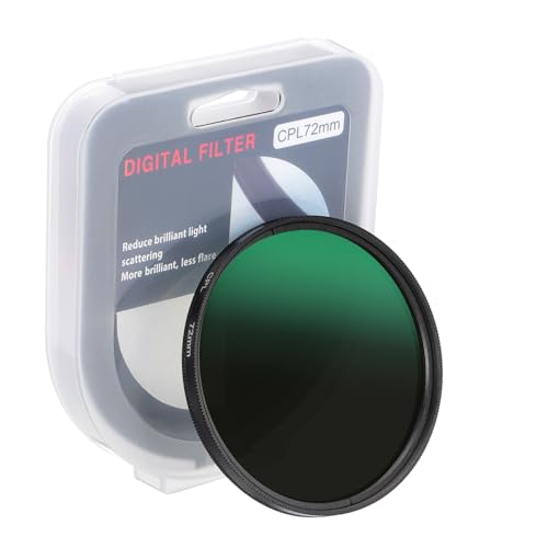 Filtre polarisant circulaire 72 mm avec capuchon d'objectif noir pour la photo en extérieur