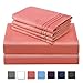 TEKAMON Queen Bed 6 Piece Sheet Set Cooling 100% Microfiber Polyester Extra Deep Pocket Fitted Sheet Luxury Soft,Breathable,Wrinkle Free Flat Sheet Coral