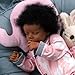 JIZHI Lifelike Reborn Baby Dolls Black -17Inch Baby-Soft Body & Curls Realistic-Newborn Baby Doll African American Real Life Baby Dolls Cloth Body with Gift Box for Kids