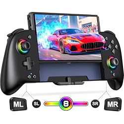 Gammeefy Switch Controllers Compatible with Nintendo Switch/Switch OLED, One-Piece Joypad Controller Replacement for Switch Pro Controller with 9 Lights Color, Turbo, Macro, KeyLinker APP, Game Boy Color