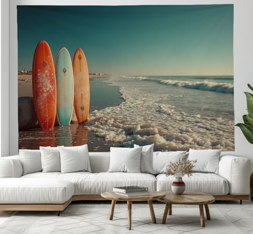 Tapisserie murale plage de surf 180x230cm grand tissu deco salon