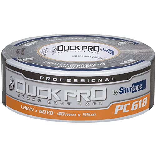 Image of Duck Pro by Shurtape Professional Grade, Industrial Colored Cloth Duct Tape for Industrial Color-Coding, HVAC and Automotive, 48mm x 60yd, 10.0 mil, Black, 1 Roll (105453)