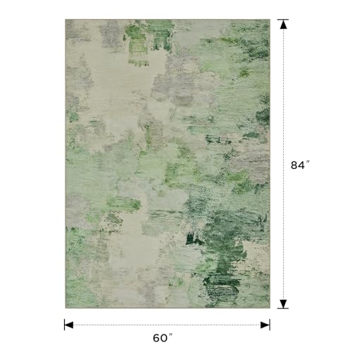 Tapete Joydeco Abstracto Moderno 5x7 Verde Claro Lavable miniatura 2