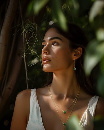 Long Dainty Gold Threader Chain (Green, Purple) Emerald Amethyst Dangle Earrings for Women by SNGIA, Minimalist Fashion Statement Trendy Thin Drop Jewelry Gifts3