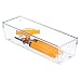 InterDesign Linus Deep Kitchen Drawer Organizer for Silverware, Spatulas, Gadgets - 4" x 12" x 3", Clear