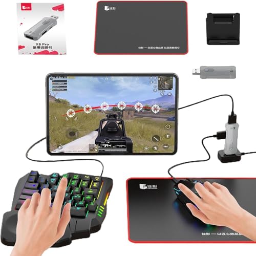 Image of 5-in-1 Mobile Gaming Combo Set, RGB Mini Keyboard, Mouse, Mobile Holder, Game Converter