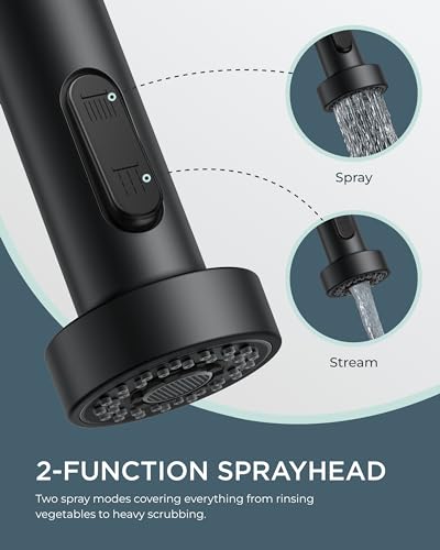 FORIOUS-Black-Kitchen-Faucet-Kitchen-Sink-Faucet-with-Pull-Down-Sprayer-Commercial-Kitchen-Faucets-Stainless-Steel-Classic-Single-Handle-Pull-Out-Sink-Faucets-for-Farmhouse-Laundry-Utility-Room-RV