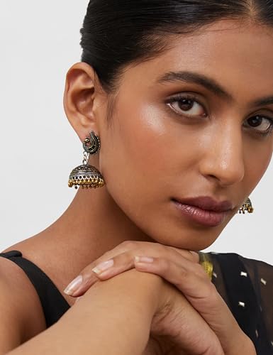 Image of Rubans Jhumka Earrings Oxidised Trendy Jewellery Gift for Women & Girls