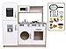 Teorema 40641 - Cocina de Juguete de Madera con Nevera y congelador, microondas, Lavadora y Horno, Lavabo y 2 quemadores, Altura 84 cm, con Alimentos y Utensilios de Cocina