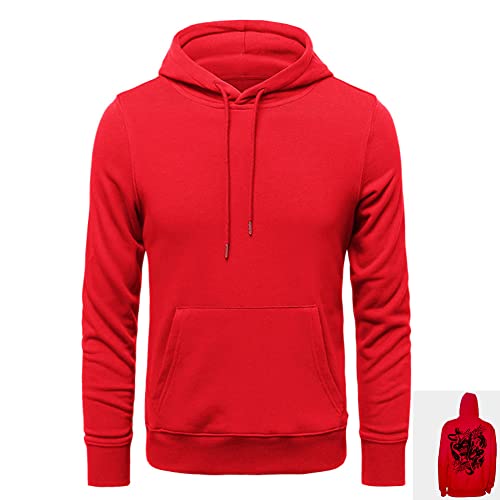 Puno King Men's Hooded Sweatshirt Fashion Athletic pullover Coat Hip Hop Hoodie Tops Big Boy Red S
