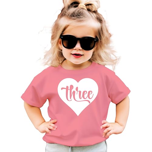 Third Birthday Shirt for Girls Three in Heart 3rd Birthday Outfit for Toddler Girls3