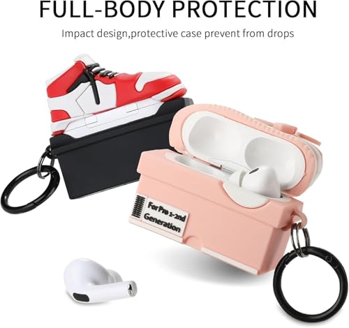 Image of Gedicht for Apple AirPods Pro 2nd Generation Case,Cute Cartoon Shoe Box Soft Silicone Protective Cases for AirPods Pro 2 Case with Keychain for Women Men, A-Red+Pink,2Pack