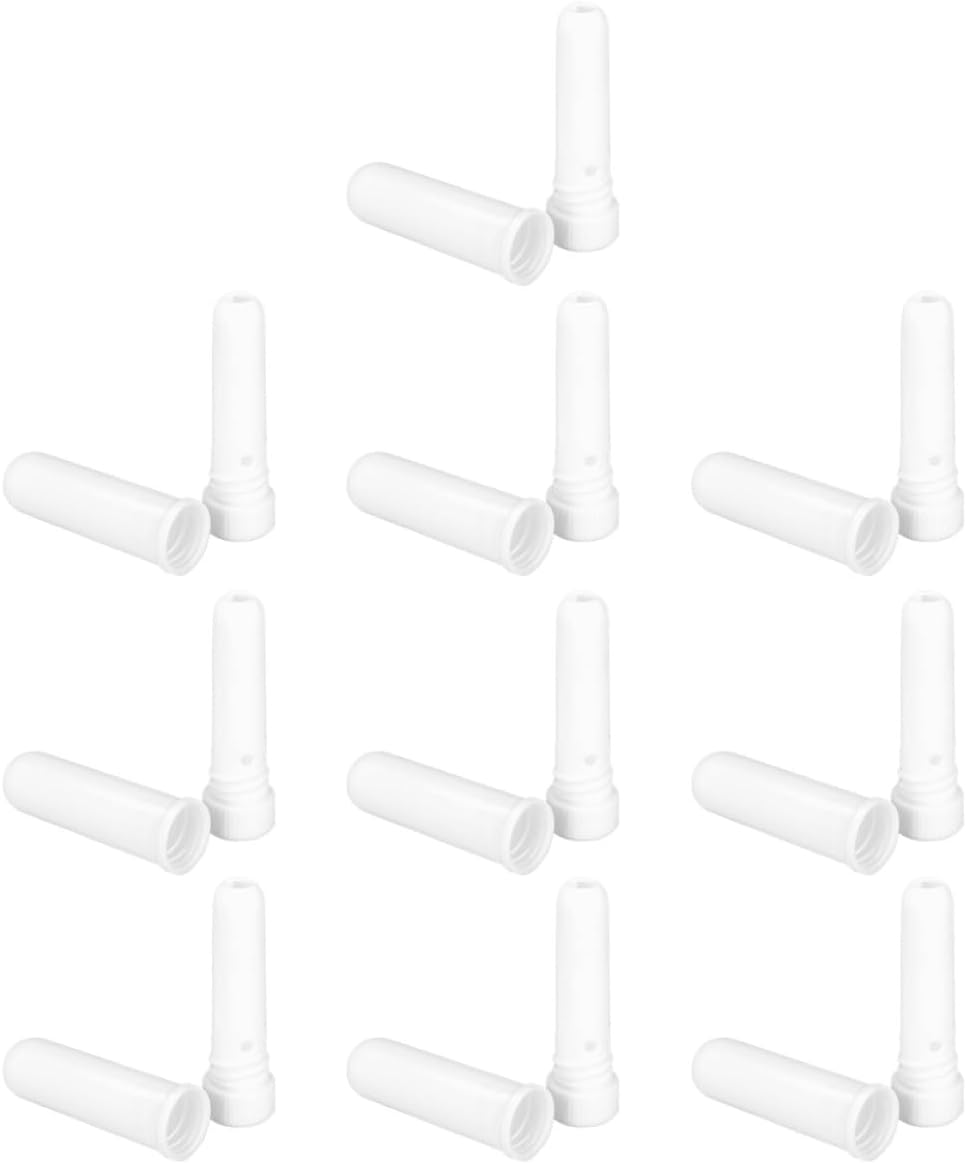 10pcs White Empty Inhalers Portable Plastic Tubes Opens Hole Refillable Essential Oil Inhalers on The Go Allergy Relief