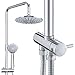 Produktbild HOMELODY Duschsystem ohne Armatur, Regendusche mit Edelstahl Duschkopf Rund, Chrom Überkopfbrause Duschstange Duschset Duschsäuleset SUS304