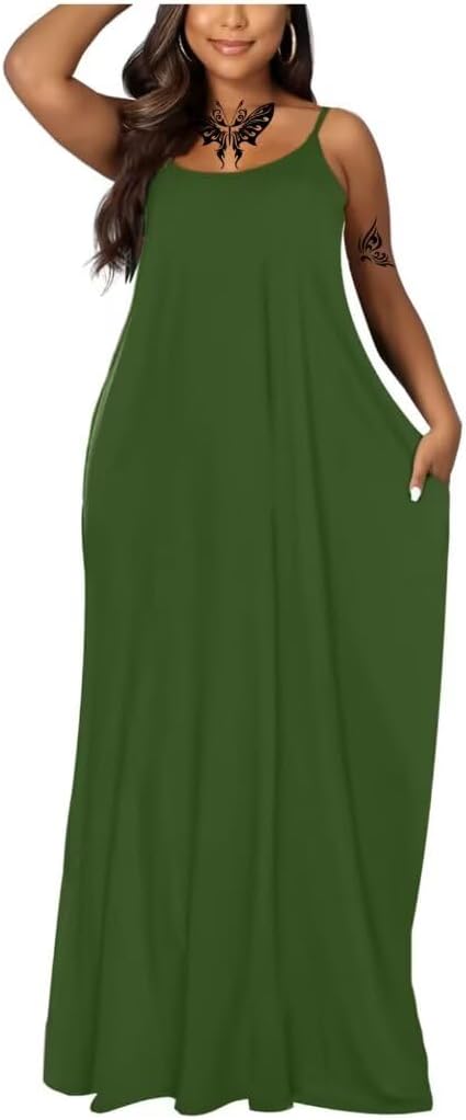 Women's Summer Maxi Dress Long Dress Casual Boho Sleeveless Strap Smocked Tiered Long Beach Sun Dresses - Image 5