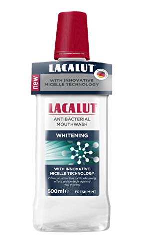 Lacalut Lacalut - Enjuague bucal antibacteriano blanqueador micelar – Enjuague bucal antibacteriano 500 ml – combate la placa, las bacterias y el sarro para una higiene bucal completa y fresca