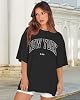 rosemia Oversized Tshirts for Women Summer Short Sleeve Round Neck Graphic Tee Shirt, Black New York, 3XL #4