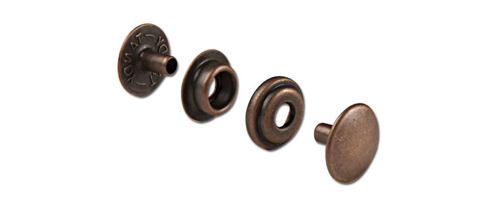 Tandy Leather Line 24 Snaps 10/pk 1263-01 (10, Antique Copper Plate) - Antique Copper Plate - Line 24