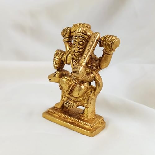 Estatua religiosa de Bhairav Mahakal de latón 2.75" miniatura 6