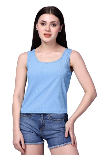 n.h.k.a. Cotton Ribbed Sky Blue Tank Top-picture-20