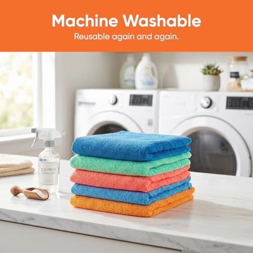 Image of Superio Microfiber Squeegee Mopping Towel Extra Large Miracle Cloth Streak Free Floor Cloth 20x30 House, Kitchen, Bathroom, Car Multi Colored, 10 Pack