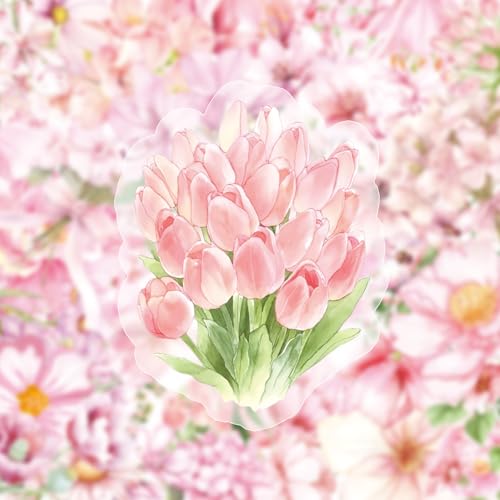 50Pcs Clear Watercolor Flower Stickers Waterproof Vinyl Aesthetic Decals for Water Bottles Laptops Skateboards Luggage Helmets Bikes and Phones Teens Adults and Floral Fans