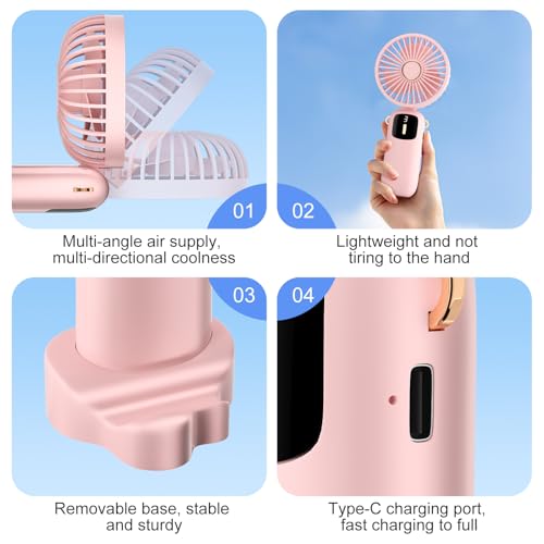 Mini ventilateur réglable à 180° avec écran intelligent et 5 vitesses