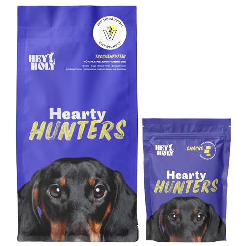 HEY HOLY Set 7 kg Premium Trockenfutter & 1 x 200 g Snacks für kleine Jagdhunde 100% getreidefrei | Hundefutter & Leckerlis für ausgewachsene Hunde mit Rind | Hochverträglich aus natürlichen Zutaten