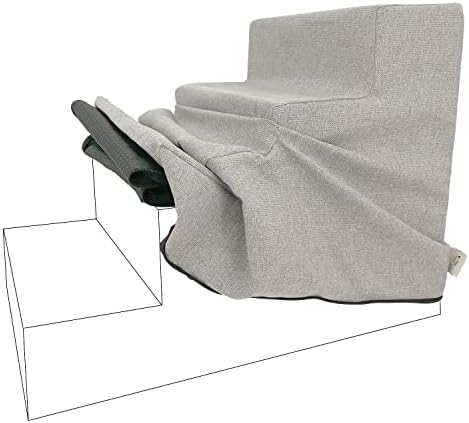 Best Pet Supplies Foam Pet Steps Cover for Small Dogs and Cats, Portable Ramp Stairs for Couch, Sofa, and High Bed Climbing (Cover Only) - Sand, 4-Step (H: 18") (Cover Only)