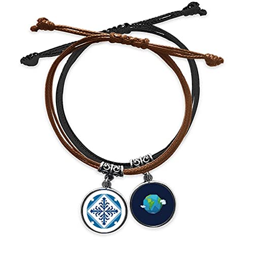 Pulsera Talavera flor decorativa cuerda mano cadena cuero tierra para hombre y mujer