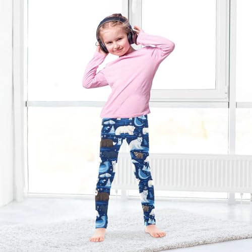 Animals Girls' Leggings Toddler Doodles Blue Kids Yoga Pants Dance Active Tights 4T4