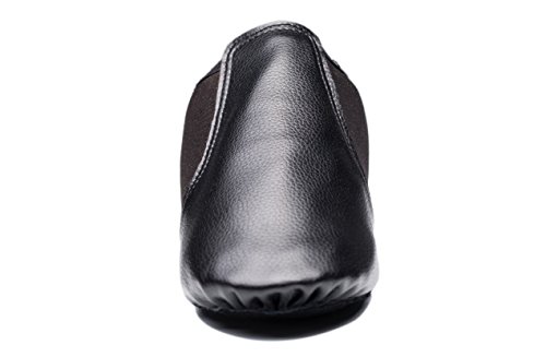 Cheapdancing Breathable Practice Jazz Shoes Soft-Soled Black Leather Ballroom Dance Shoes Unisex For Kids Men Women (13 W / 12 M) #TOP1