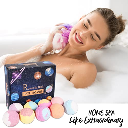 Romantic Bath Bombs Gift Set, 9 Pack Organic Bath Bombs，With Natural Essential Oils, Wonderful Fizz Effect Bath Gift For Women Men Kids, Stocking Stuffers, Christmas Gifts For Him/Her #TOP4
