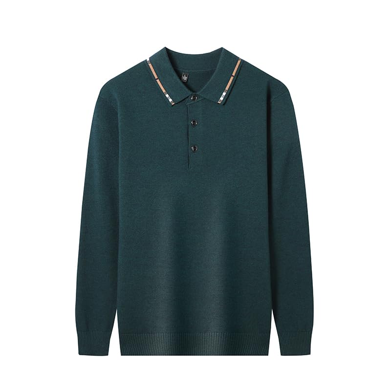 Mens Quarter Button Sweater Lapel Pullover Sweater Fashion Casual Knit Pullover Sweater Knitted Polo Sweater