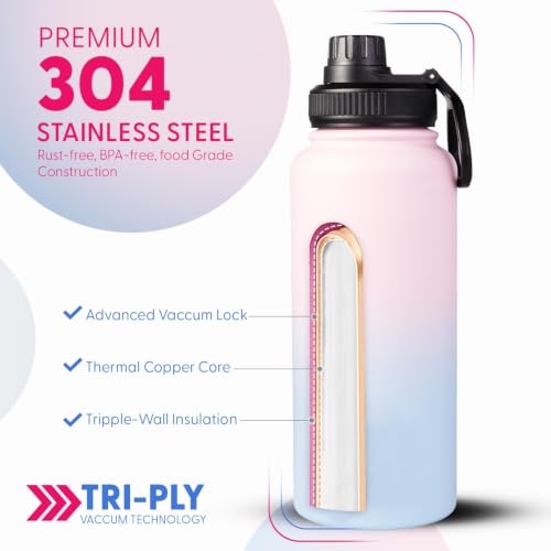 Image of DOCAT Water Bottle 1 Litre, Stainless Steel Sipper Water Bottle, Leak Proof Lid, Rust Proof, 24 Hours Hot and Cold Thermosteel Vacuum Insulated Water Bottle