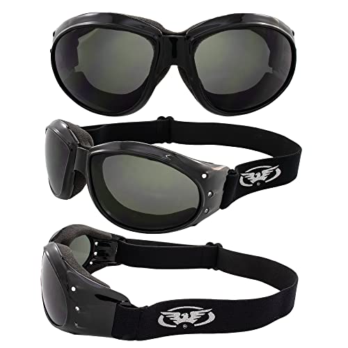 (2 Goggles) Motorcycle Atv Riding Smoke And Yellow Glasses Sunglasses Burning Man Plus Storage Bags #TOP1
